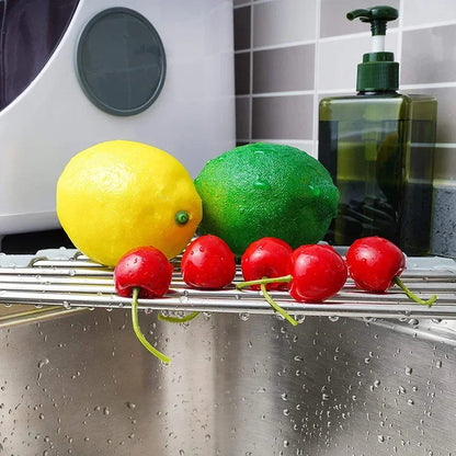 SpaceSaving Corner Sink Organizer Foldable Stainless Steel Dish Drying Rack With Sponge  Rag Holder 2