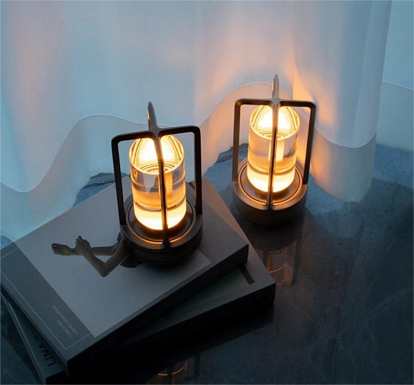 Aluminum Alloy Rechargeable Touch Table Lamp with Crystal Design