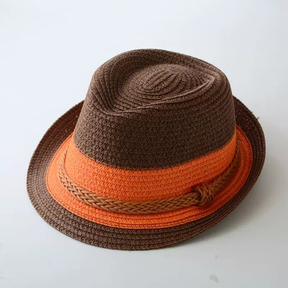 Panamanian Straw Jazz Hat for Men, English Style Beach Sun Hat, Woven Cool Summer Fedora Lightweight Travel Headwear