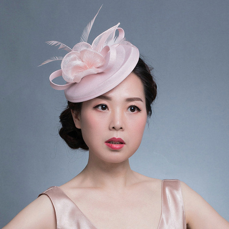 Elegant Women Wedding Fascinator Hat, Fashion Party Church Headpiece, Cocktail Feather Pillbox Headwear Hair Accessories