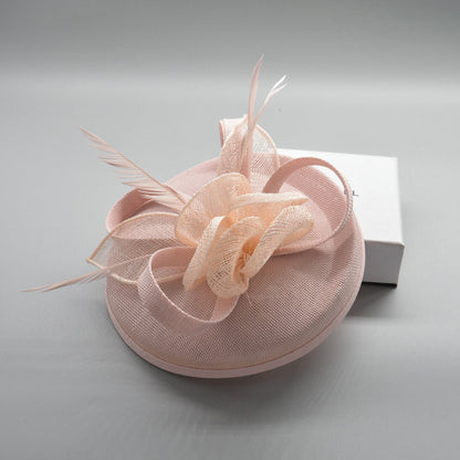 Elegant Women Wedding Fascinator Hat, Fashion Party Church Headpiece, Cocktail Feather Pillbox Headwear Hair Accessories