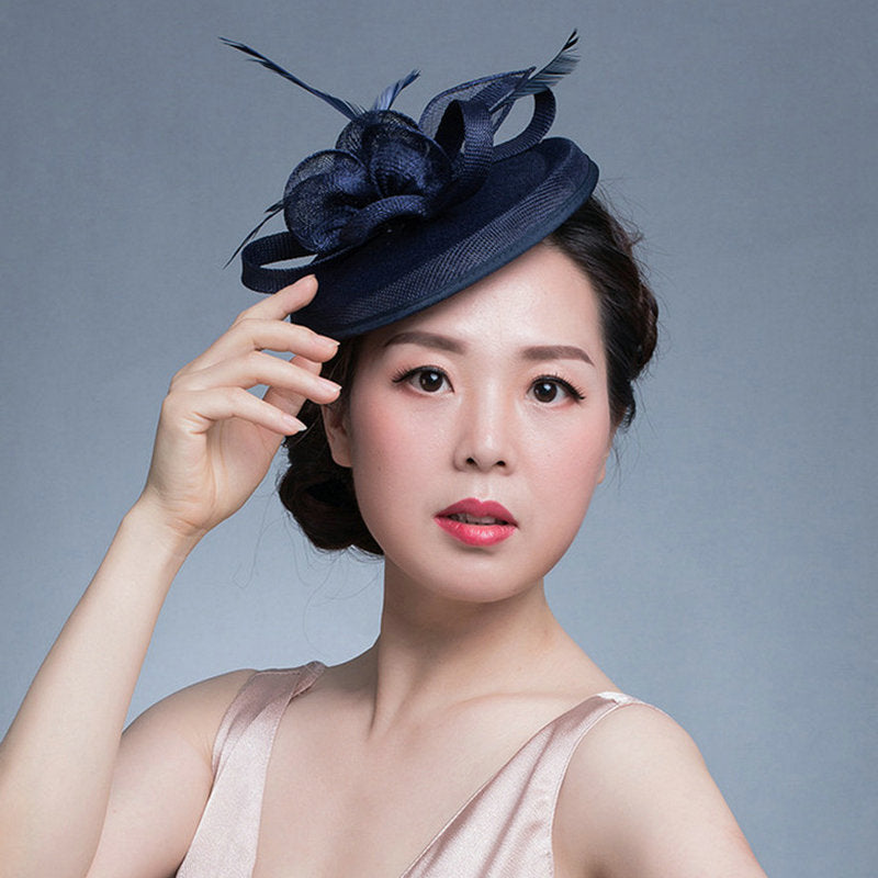 Elegant Women Wedding Fascinator Hat, Fashion Party Church Headpiece, Cocktail Feather Pillbox Headwear Hair Accessories