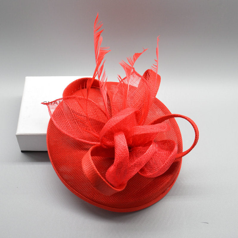 Elegant Women Wedding Fascinator Hat, Fashion Party Church Headpiece, Cocktail Feather Pillbox Headwear Hair Accessories