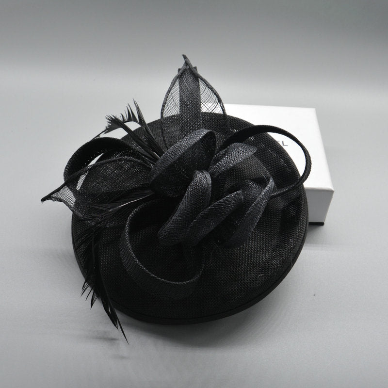 Elegant Women Wedding Fascinator Hat, Fashion Party Church Headpiece, Cocktail Feather Pillbox Headwear Hair Accessories