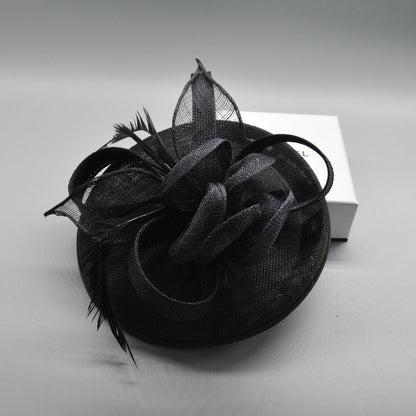Elegant Women Wedding Fascinator Hat, Fashion Party Church Headpiece, Cocktail Feather Pillbox Headwear Hair Accessories