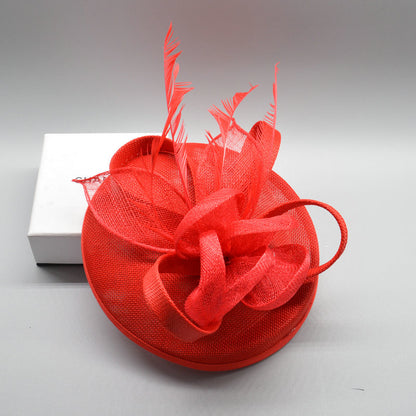 Elegant Women Wedding Fascinator Hat, Fashion Party Church Headpiece, Cocktail Feather Pillbox Headwear Hair Accessories