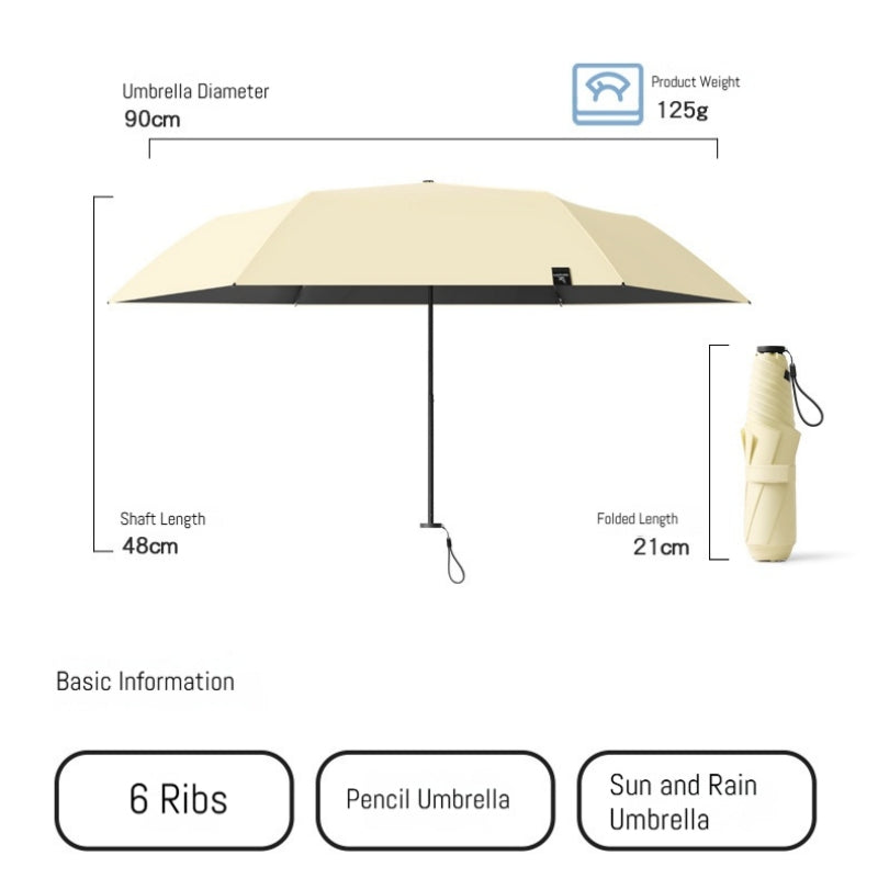 125g Japanese Style Portable Manual Umbrella, UPF 50+ Sun Protection & Weather Resistant