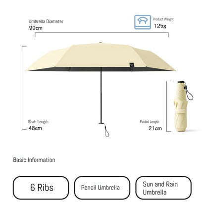 125g Japanese Style Portable Manual Umbrella, UPF 50+ Sun Protection & Weather Resistant