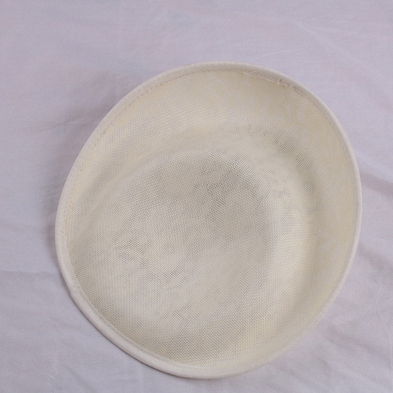 DIY Upturned Brim Hat Base Round, White Lace Fascinator Hat for Women, Saucer Linen Inspired Percher Hat for Party
