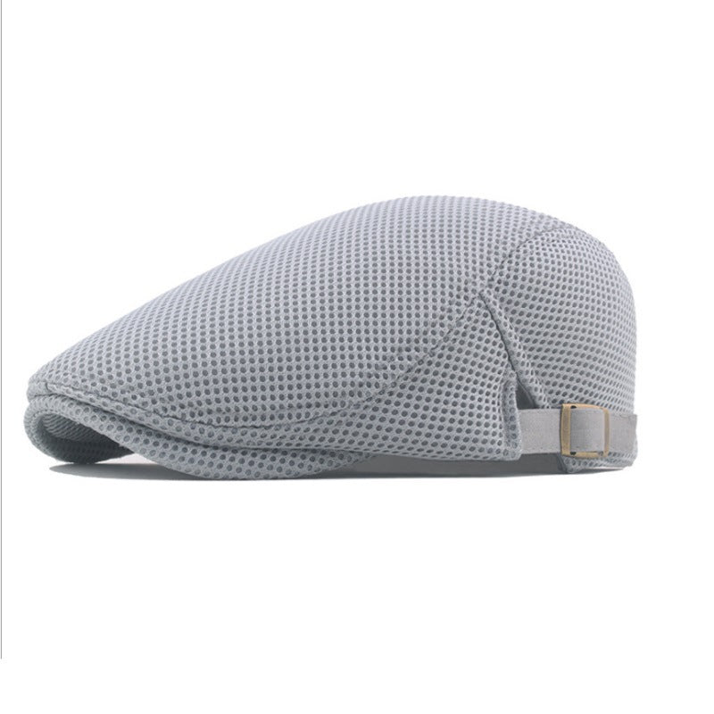 Unisex Summer Beret Hat Mesh Newsboy Cap, Golf Cabbie Driving Cap, Lightweight Short Sunhat Classic Fathers Hat