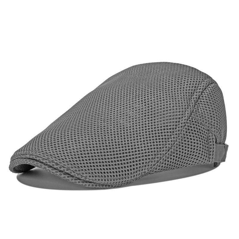 Unisex Summer Beret Hat Mesh Newsboy Cap, Golf Cabbie Driving Cap, Lightweight Short Sunhat Classic Fathers Hat