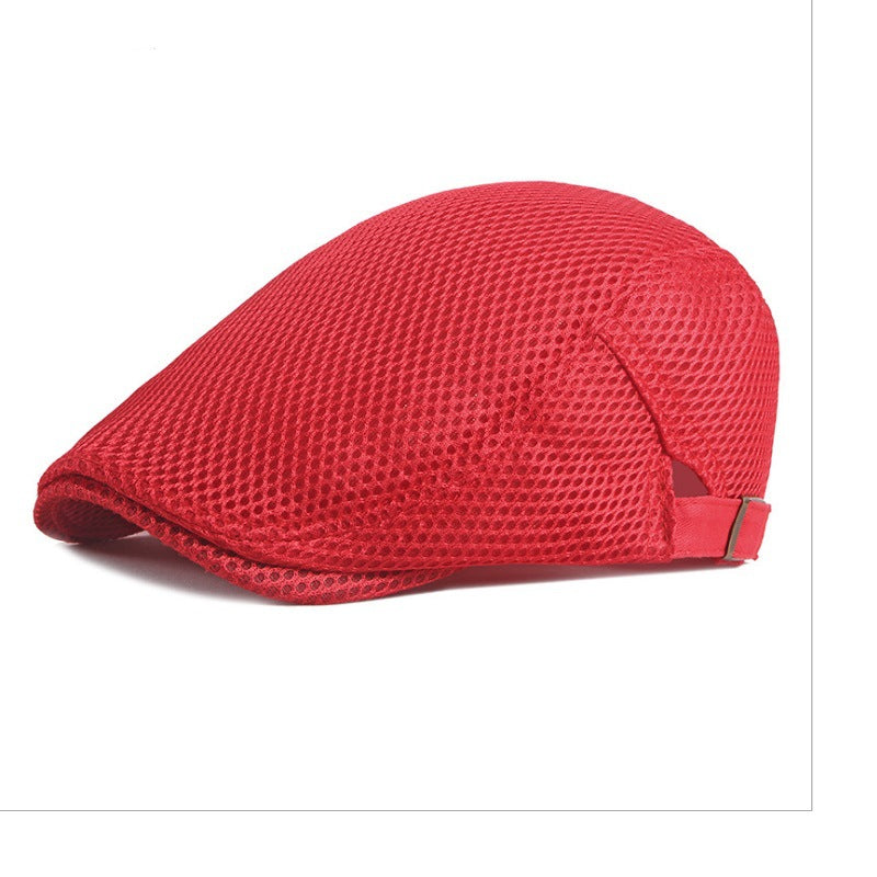 Unisex Summer Beret Hat Mesh Newsboy Cap, Golf Cabbie Driving Cap, Lightweight Short Sunhat Classic Fathers Hat