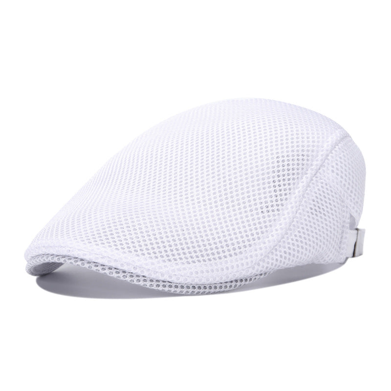 Unisex Summer Beret Hat Mesh Newsboy Cap, Golf Cabbie Driving Cap, Lightweight Short Sunhat Classic Fathers Hat