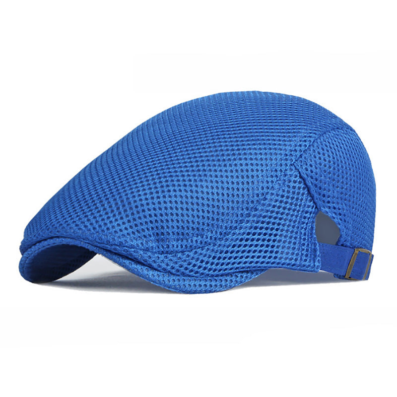 Unisex Summer Beret Hat Mesh Newsboy Cap, Golf Cabbie Driving Cap, Lightweight Short Sunhat Classic Fathers Hat