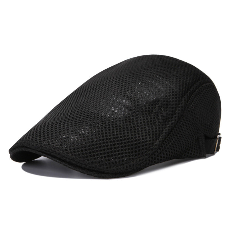 Unisex Summer Beret Hat Mesh Newsboy Cap, Golf Cabbie Driving Cap, Lightweight Short Sunhat Classic Fathers Hat