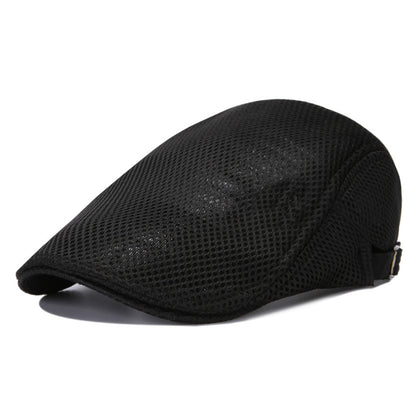 Unisex Summer Beret Hat Mesh Newsboy Cap, Golf Cabbie Driving Cap, Lightweight Short Sunhat Classic Fathers Hat