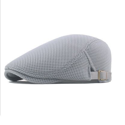 Unisex Summer Beret Hat Mesh Newsboy Cap, Golf Cabbie Driving Cap, Lightweight Short Sunhat Classic Fathers Hat