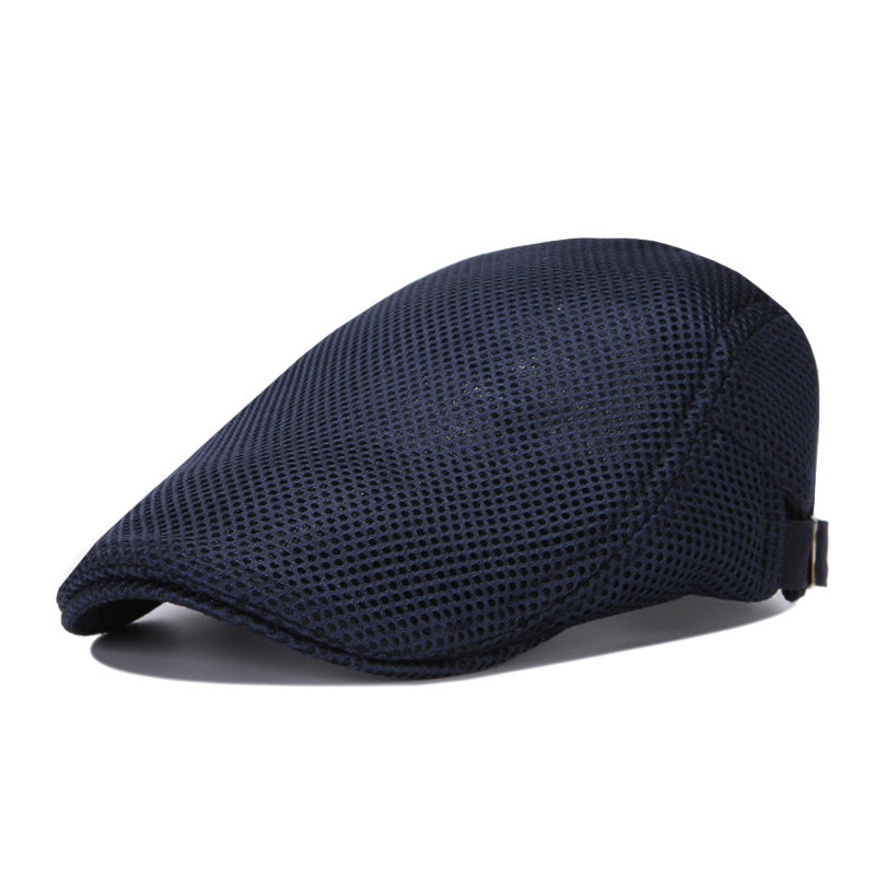 Unisex Summer Beret Hat Mesh Newsboy Cap, Golf Cabbie Driving Cap, Lightweight Short Sunhat Classic Fathers Hat