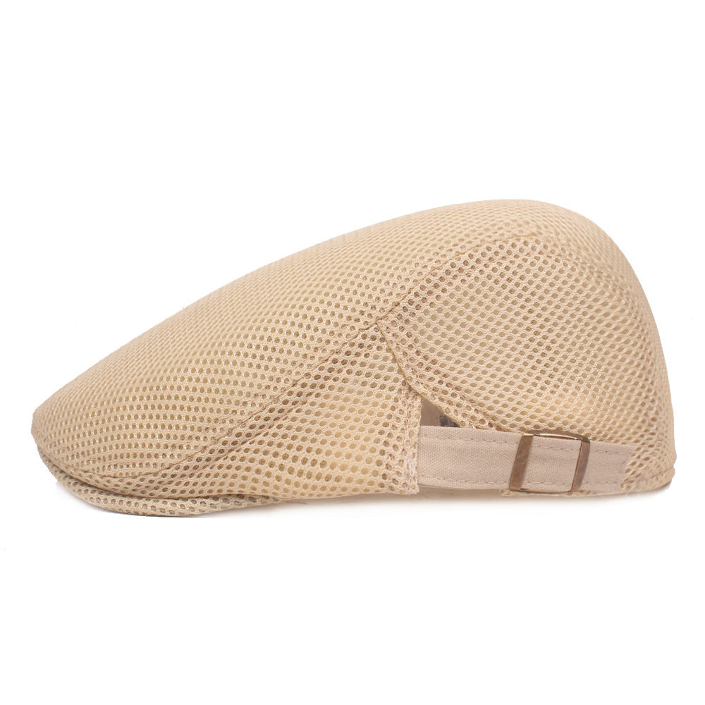Unisex Summer Beret Hat Mesh Newsboy Cap, Golf Cabbie Driving Cap, Lightweight Short Sunhat Classic Fathers Hat