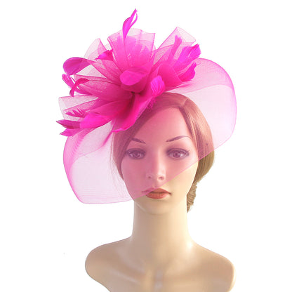 Elegant Mesh Fasinator Hat Top Flower Veil Half Face Derby Headband, Tea Party Cocktail Headwear for Women Vintage Style