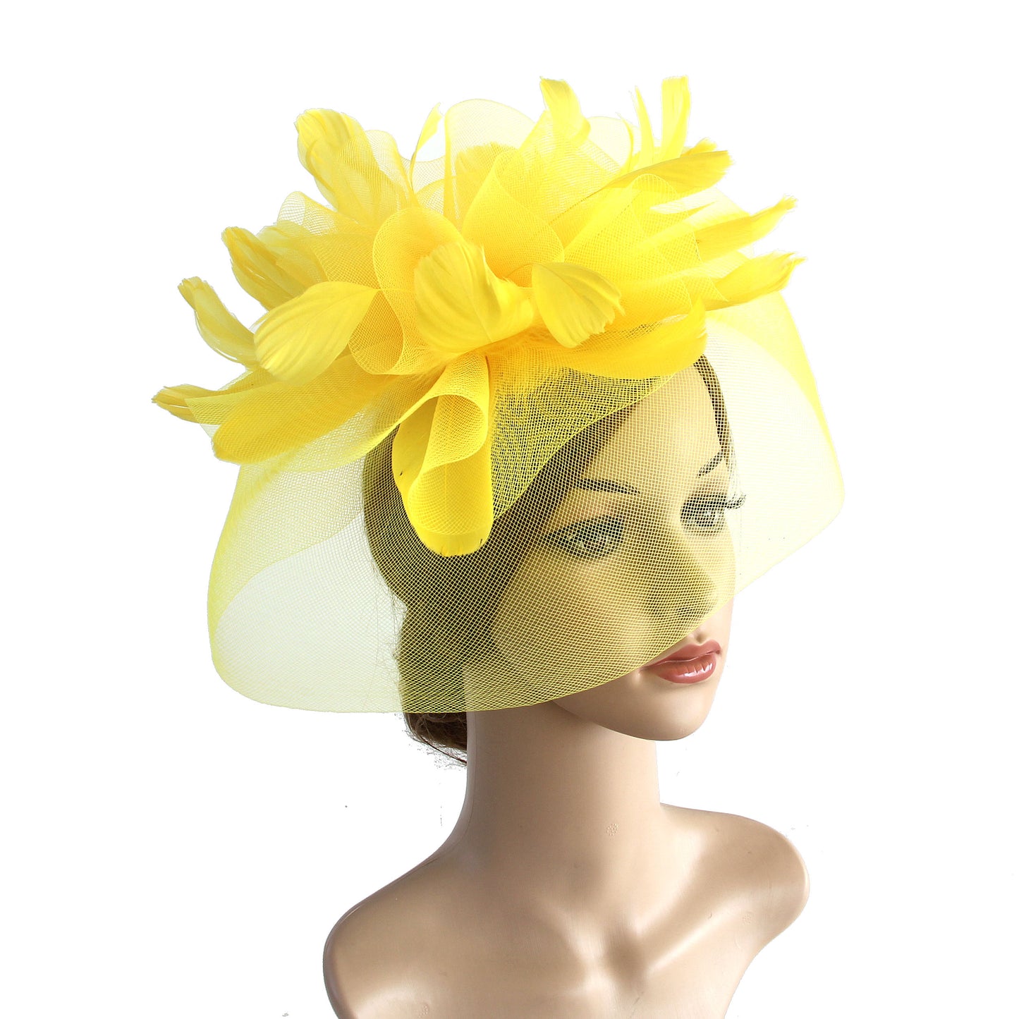 Elegant Mesh Fasinator Hat Top Flower Veil Half Face Derby Headband, Tea Party Cocktail Headwear for Women Vintage Style