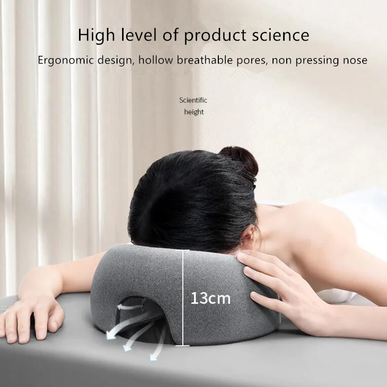 Ergonomics Lying Down Pillow, Memory Foam Breathable Head, Face Rest Support for Massage, Spa, and Beauty Salon