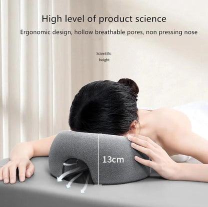 Ergonomics Lying Down Pillow, Memory Foam Breathable Head, Face Rest Support for Massage, Spa, and Beauty Salon
