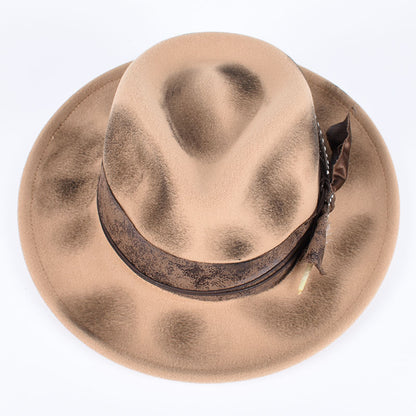 Vintage Fedora Felt Hat With Feather Autumn Casual Wide Brim Black Jazz Cap Classic Gentleman Briti 2