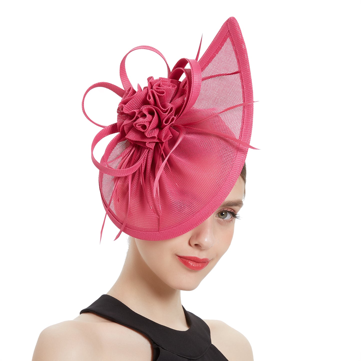 Kentucky Derby Sinamay Fascinator Hat for Women, Tea Party Teardrop Pillbox Hat, Elegant Headband for Cocktail, Wedding