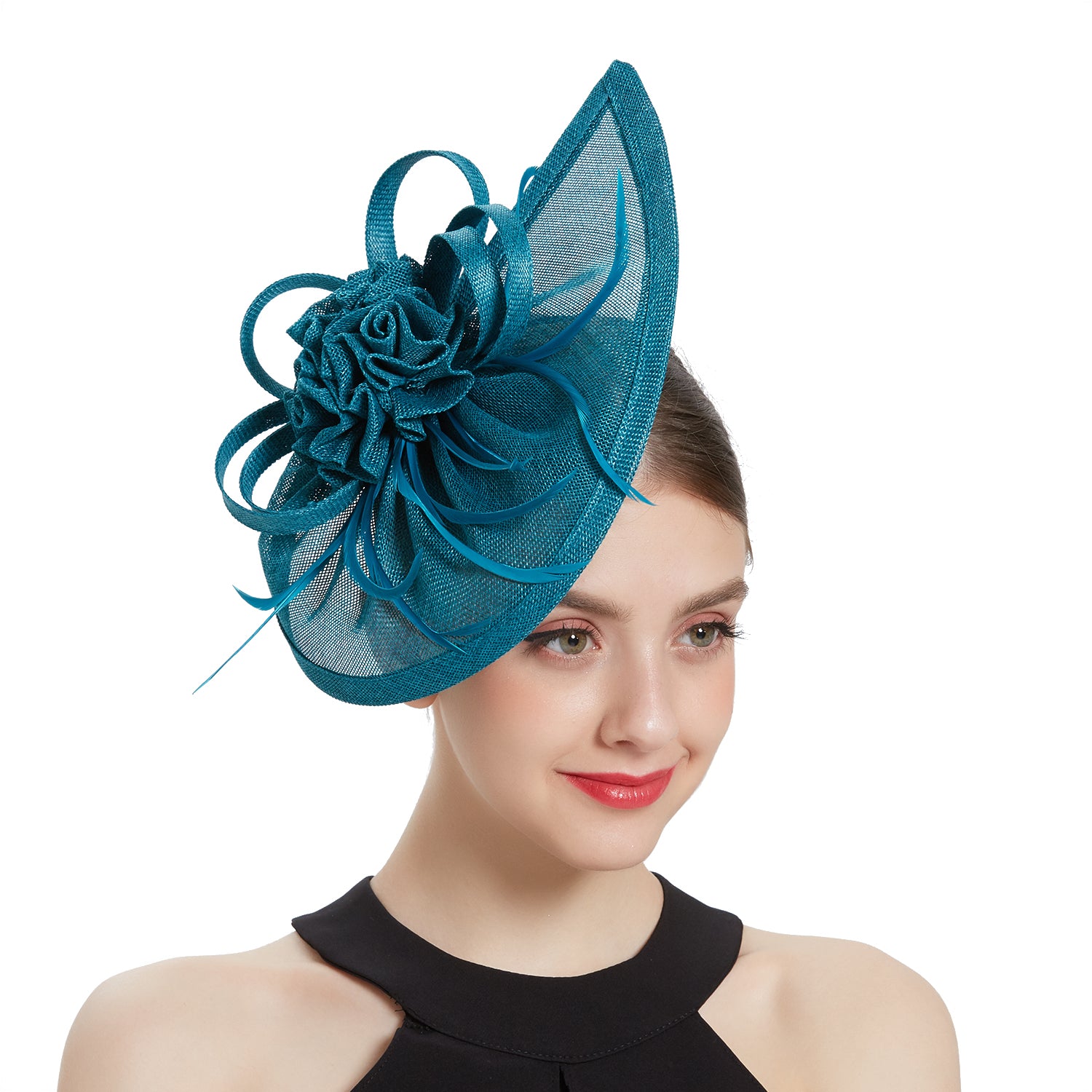 Kentucky Derby Sinamay Fascinator Hat for Women, Tea Party Teardrop Pillbox Hat, Elegant Headband for Cocktail, Wedding