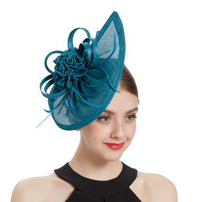 Kentucky Derby Sinamay Fascinator Hat for Women, Tea Party Teardrop Pillbox Hat, Elegant Headband for Cocktail, Wedding