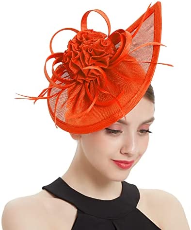 Kentucky Derby Sinamay Fascinator Hat for Women, Tea Party Teardrop Pillbox Hat, Elegant Headband for Cocktail, Wedding