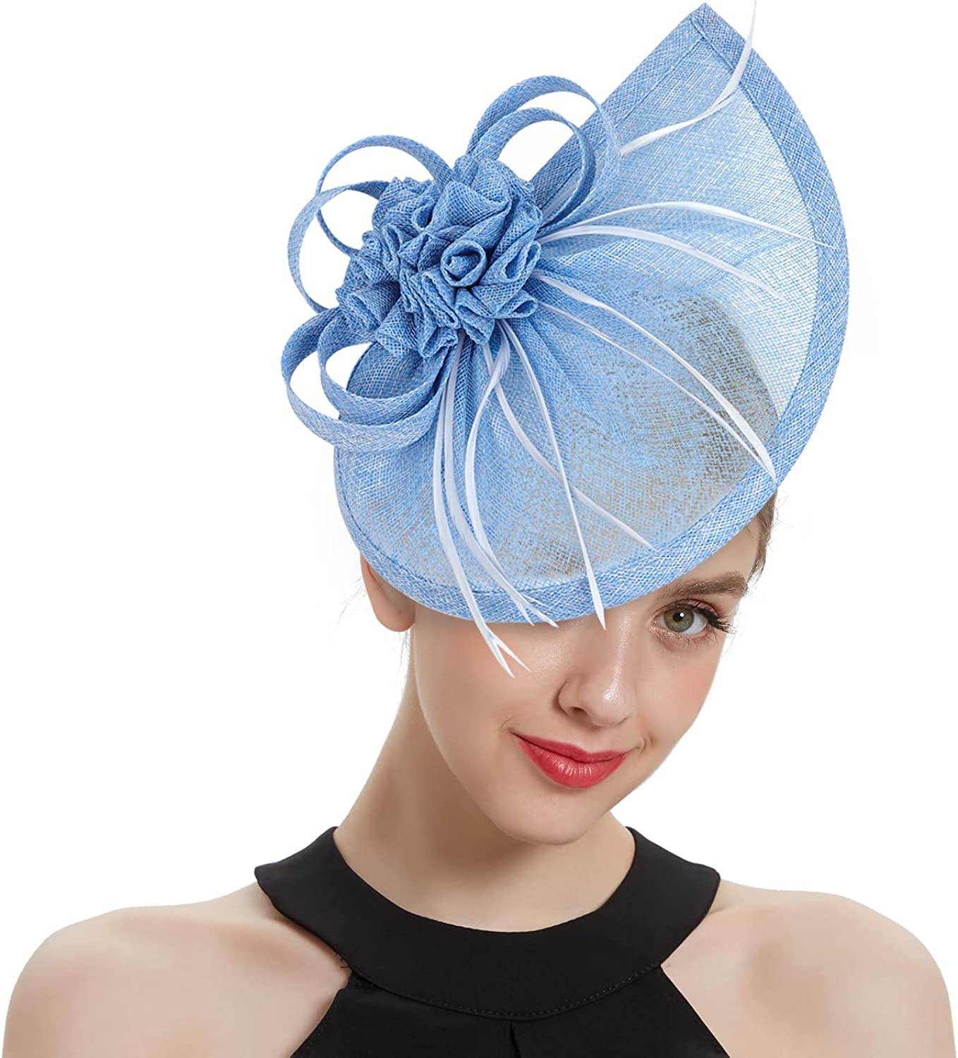 Kentucky Derby Sinamay Fascinator Hat for Women, Tea Party Teardrop Pillbox Hat, Elegant Headband for Cocktail, Wedding