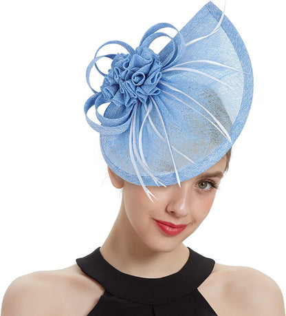 Kentucky Derby Sinamay Fascinator Hat for Women, Tea Party Teardrop Pillbox Hat, Elegant Headband for Cocktail, Wedding