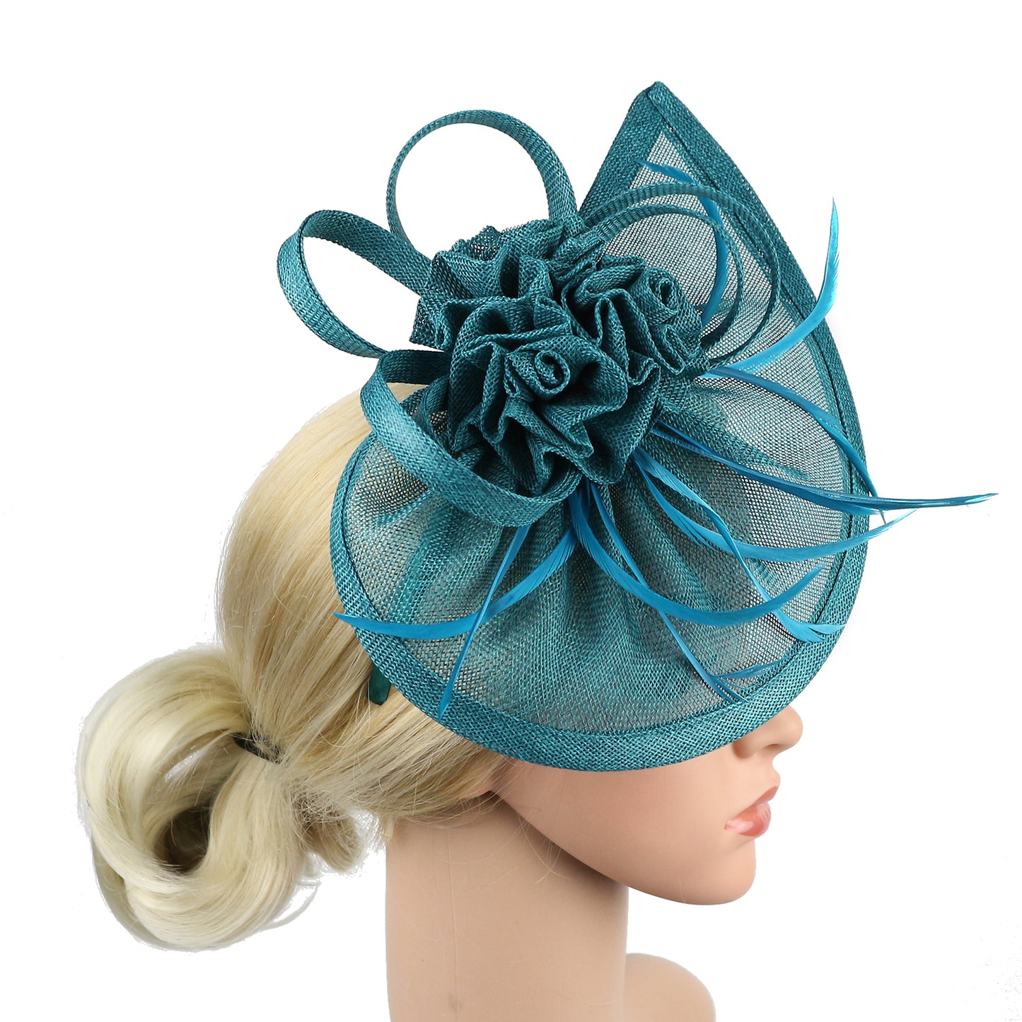 Kentucky Derby Sinamay Fascinator Hat for Women, Tea Party Teardrop Pillbox Hat, Elegant Headband for Cocktail, Wedding