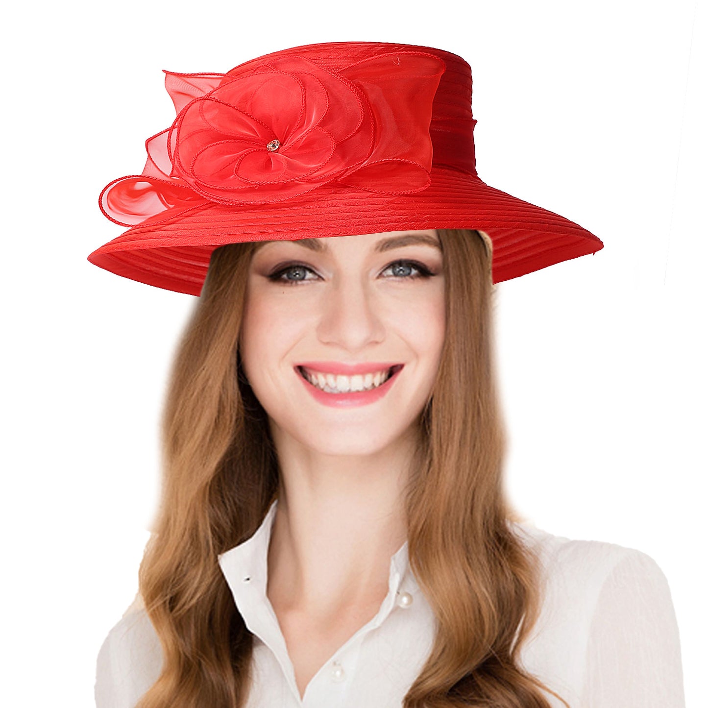 Elegant Black White Flower Fascinators Cap, FS Summer Wide Brim Church Hats for Women, Beach Sunshade Bucket Hat Sombrer