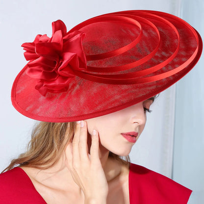Kentucky Derby Hat Wedding Luxury, Black Large Flower Fascinator Sinamay Church Hat, Headband Hat Cocktail Tea Party