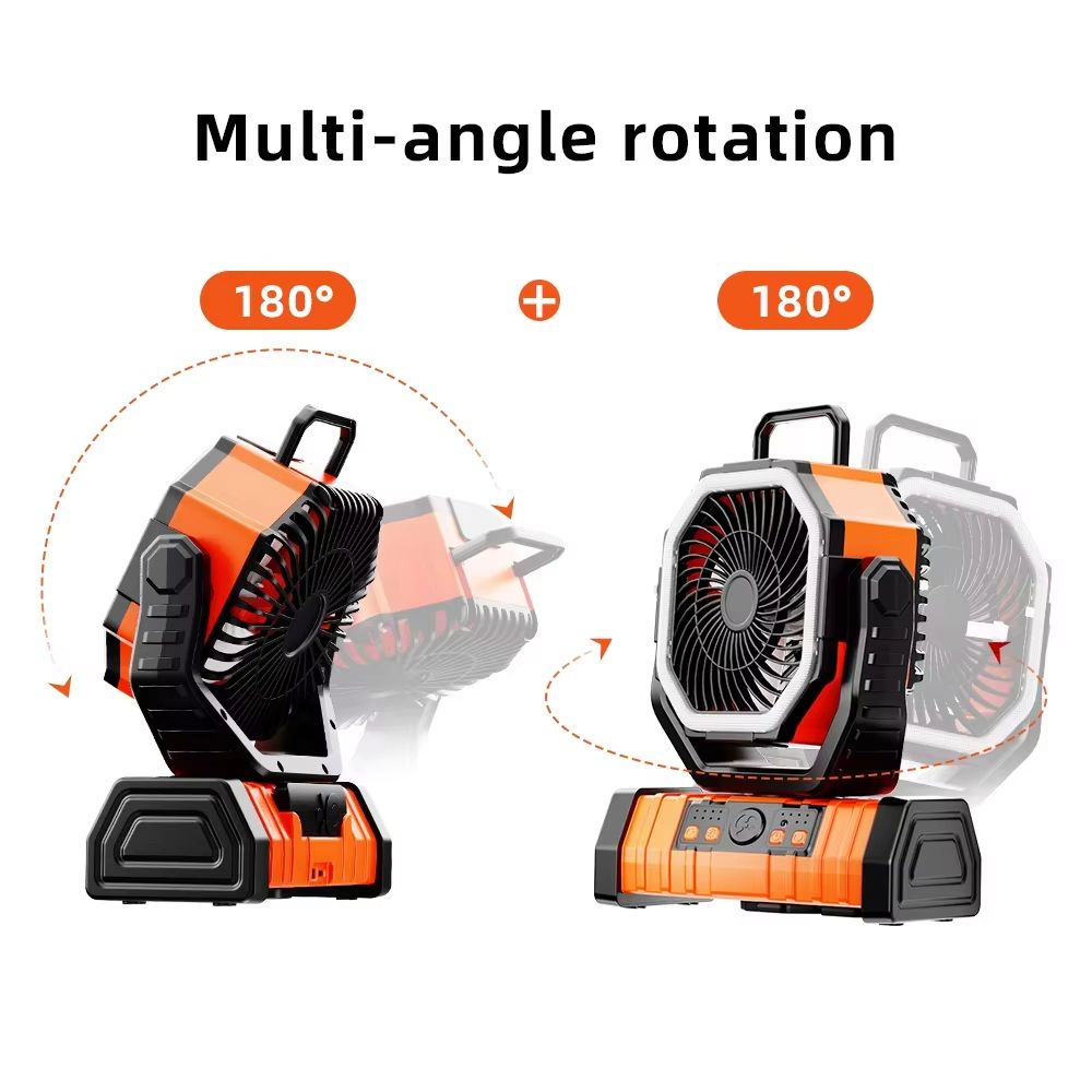 20000mAh Portable Camping Fan With LED Light  Hook  Rechargeable Battery Operated Desk And Outdoor  3