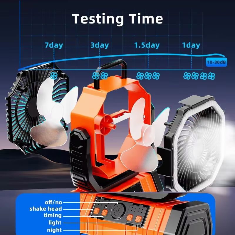 20000mAh Portable Camping Fan With LED Light  Hook  Rechargeable Battery Operated Desk And Outdoor  4