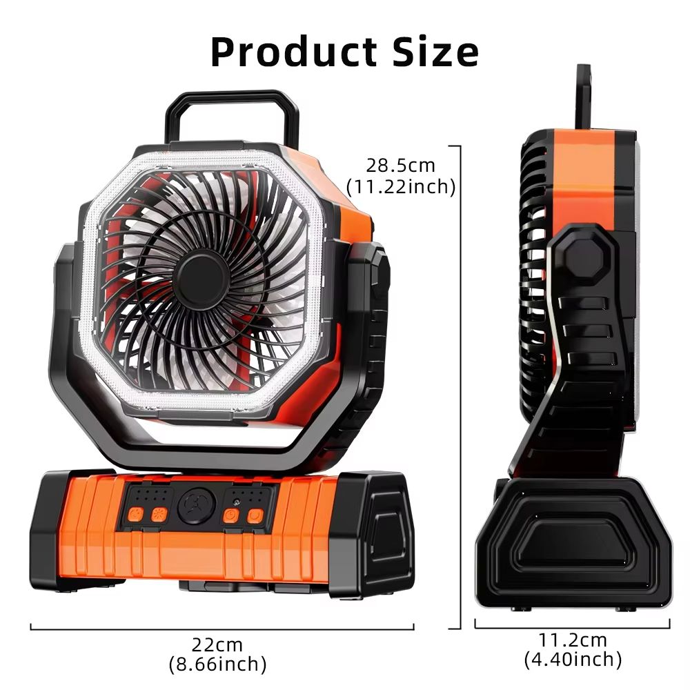 20000mAh Portable Camping Fan With LED Light  Hook  Rechargeable Battery Operated Desk And Outdoor  5