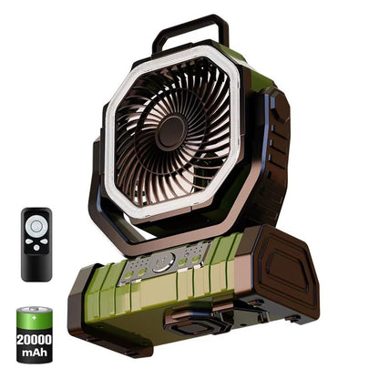 20000mAh Portable Camping Fan With LED Light  Hook  Rechargeable Battery Operated Desk And Outdoor  8