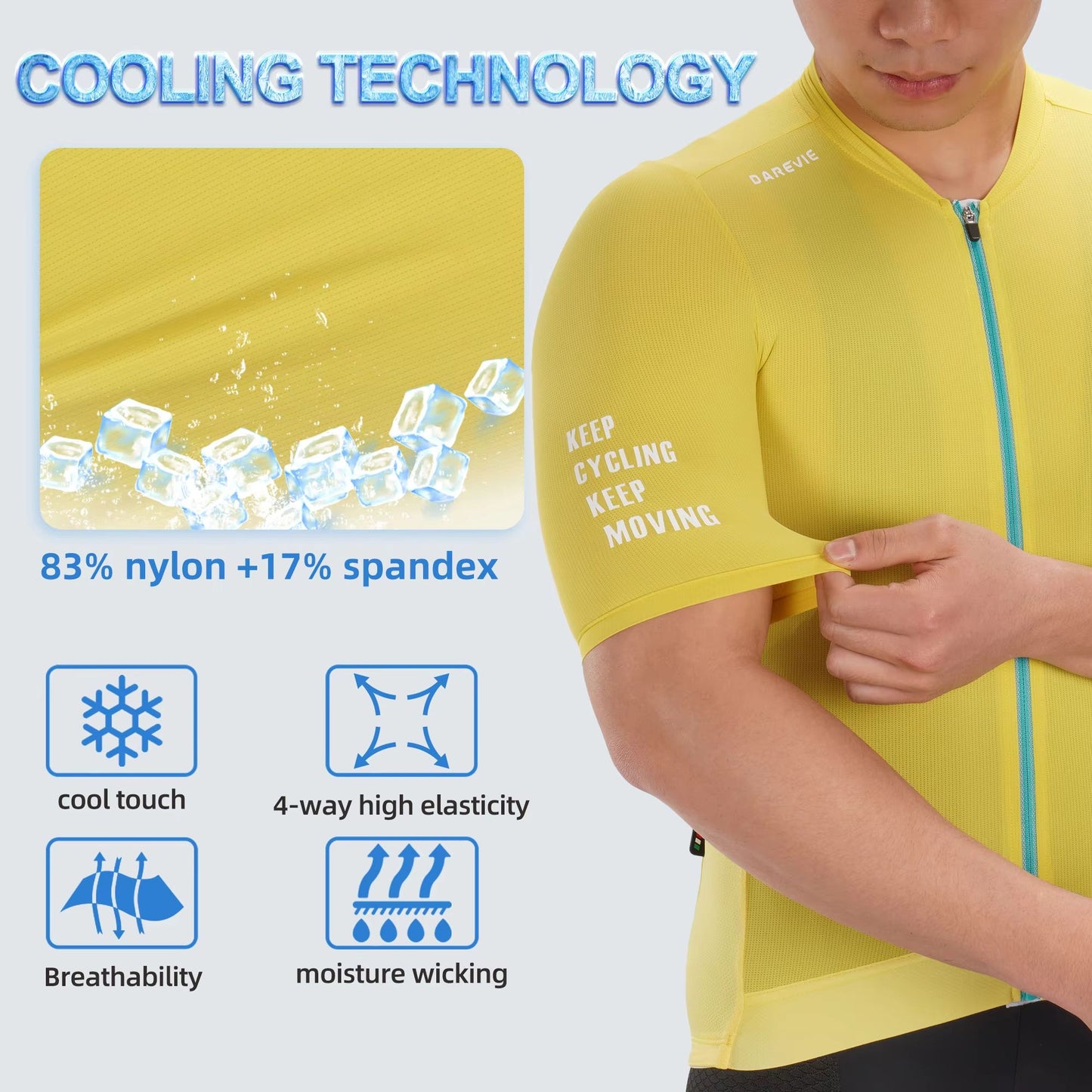 DAREVIE Mens Cycling Jersey  Breathable Quick Dry Bike Shirt With Cool Technology For Men  Women 2
