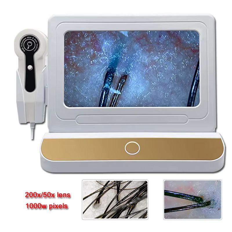 10Inch LCD Hair And Skin Analyzer  Digital Microscope With 50X200X Magnification For Scalp  Follicl 3