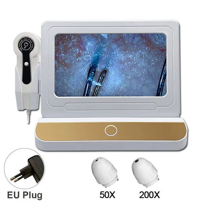 10Inch LCD Hair And Skin Analyzer  Digital Microscope With 50X200X Magnification For Scalp  Follicl 7