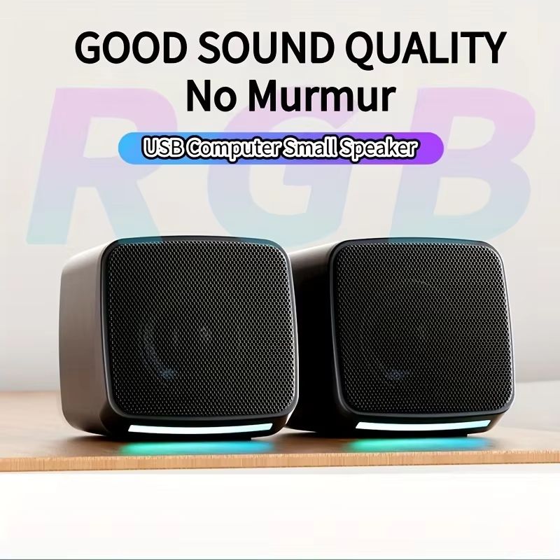 Mini USB Computer Speakers With Stereo Sound And Colorful Lights  Portable AUXin 6W Desktop Speaker 1