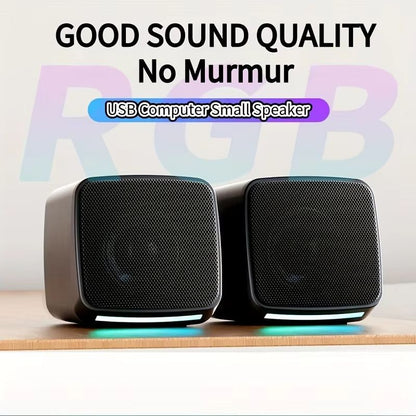 Mini USB Computer Speakers With Stereo Sound And Colorful Lights  Portable AUXin 6W Desktop Speaker 1