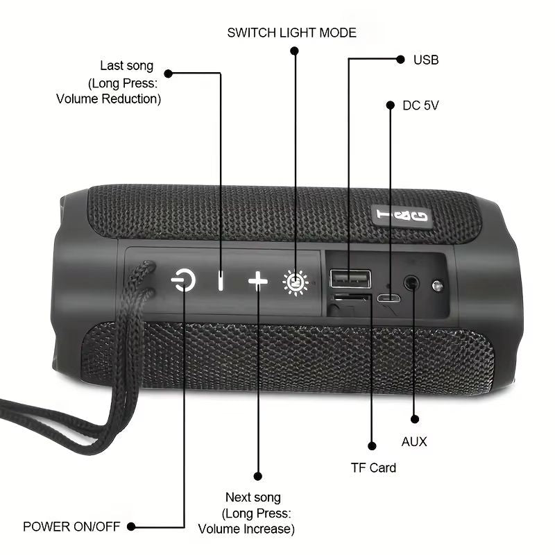 TG227 Portable Wireless Speaker With LED Lamp  Waterproof Outdoor Bluetooth Speaker With FM Radio U 4