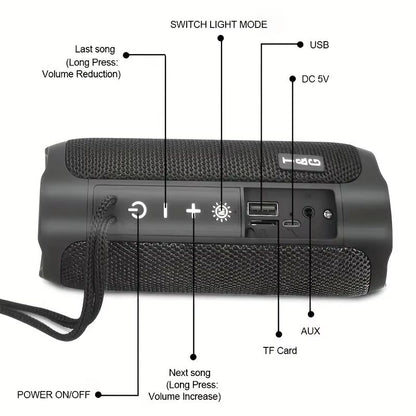 TG227 Portable Wireless Speaker With LED Lamp  Waterproof Outdoor Bluetooth Speaker With FM Radio U 4