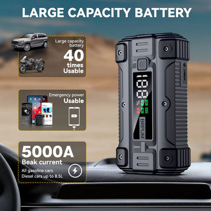 HighPower Car Jump Starter 3000A4000A5000A  Portable Battery Booster  Emergency Power Bank For 12V  1
