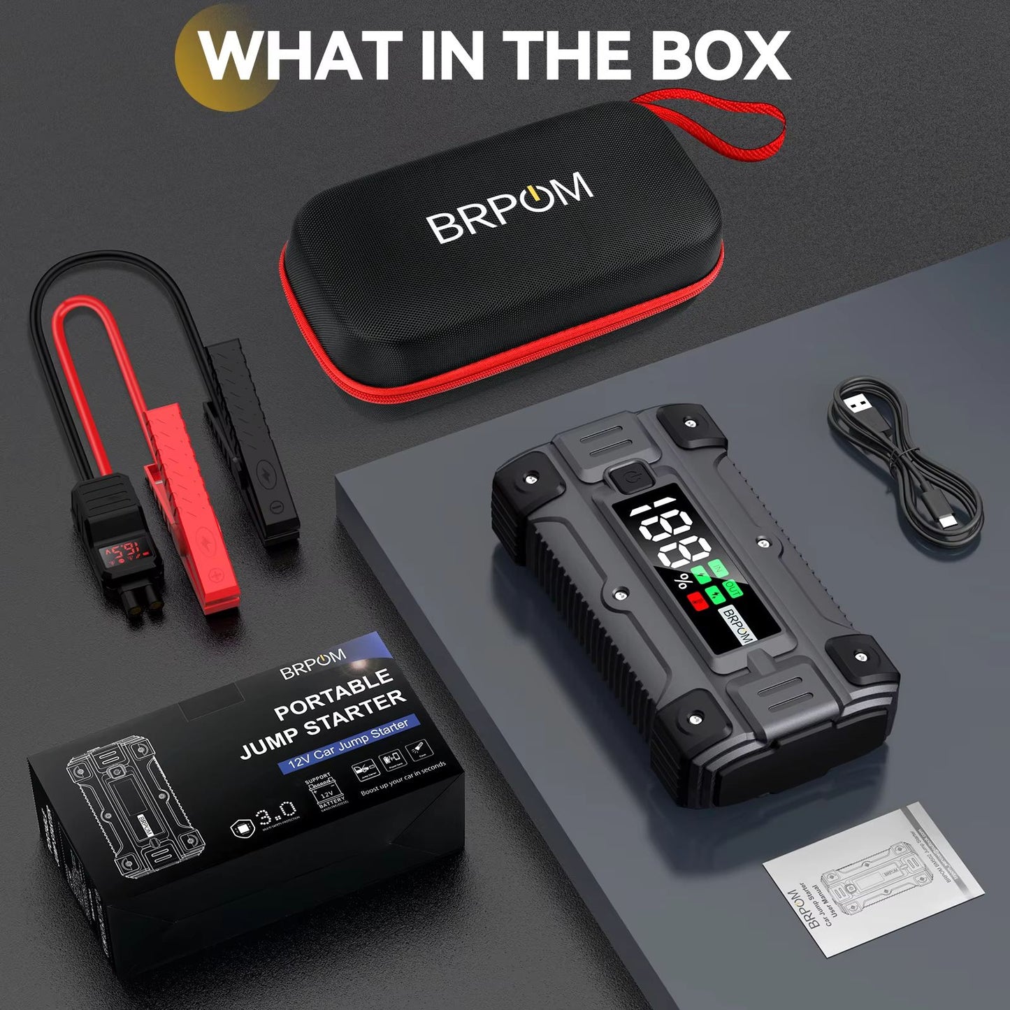 HighPower Car Jump Starter 3000A4000A5000A  Portable Battery Booster  Emergency Power Bank For 12V  4